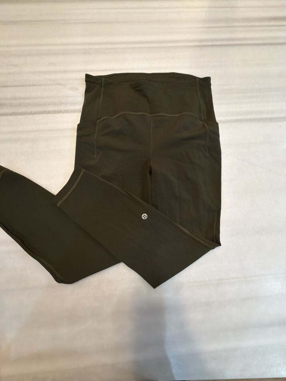 Lululemon Outrun High-Rise Crop Olive Green Reflective Leggings